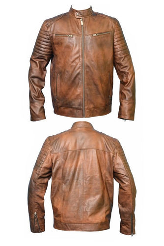 Colt - Men's Antic Tan Made to Measure Motorcycle and Biker Real Leather Jacket