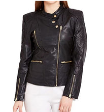 Load image into Gallery viewer, Nora - Women&#39;s Black Bomber Motorcycle and Biker Custom Fit Genuine Leather Jacket